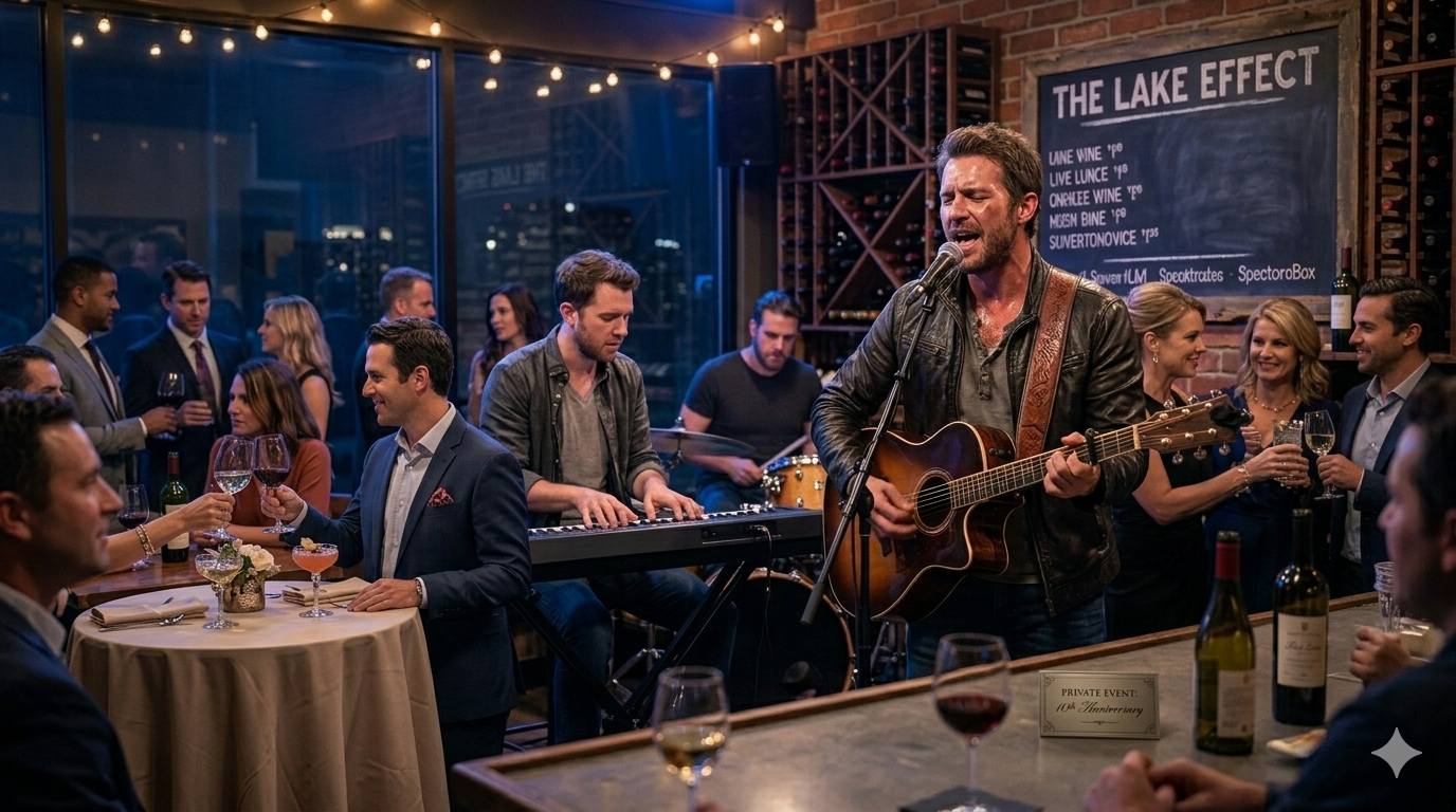 Intimate restaurant event space with live acoustic music